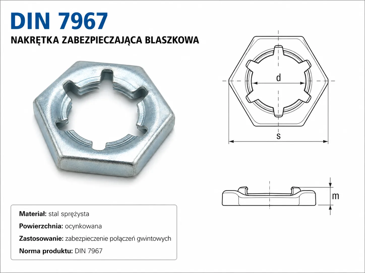 DIN 7967 – nakrętka zabezpieczająca blaszkowa
